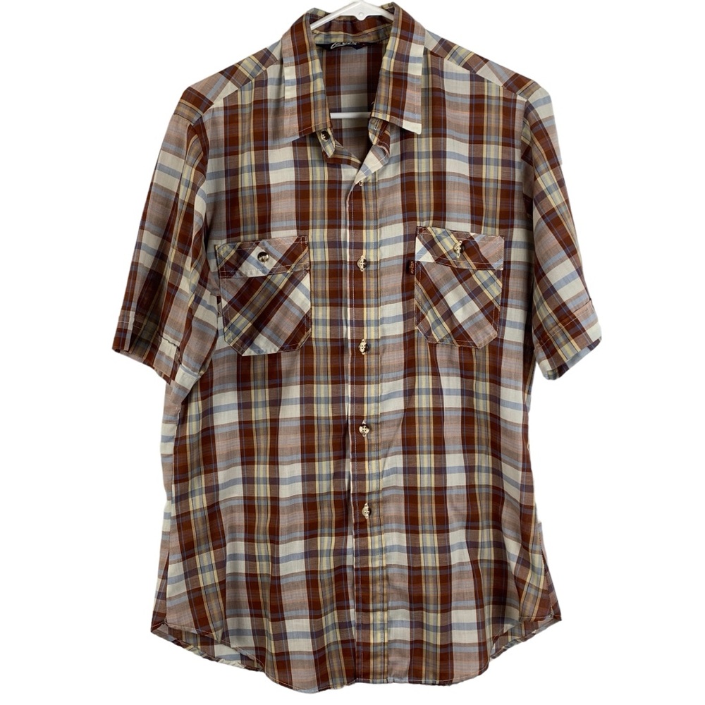 Vintage 80’s Levi’s Short Sleeve Plaid Western Shirt Size Large